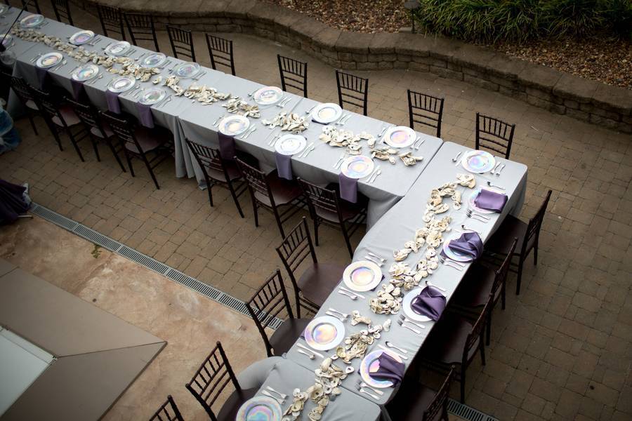 Oyster Shell and Purple Hues for Rustic Romance